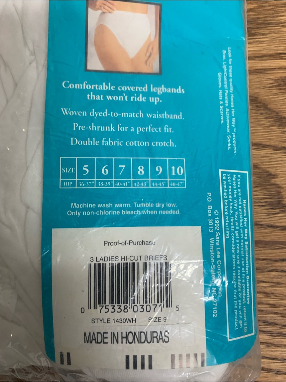 Vintage Deadstock NEW Hanes 3 Her Way White Cotton Hi-Cut Briefs Size 9 - Picture 4 of 5